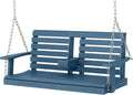 KINGYES Outdoor Hanging Porch Swing, 2 Seat Patio Swing Chair with Cup Holders, Waterproof Swing Chair Bench for Courtyard & Garden, 660LBS Weight Capacity, Blue