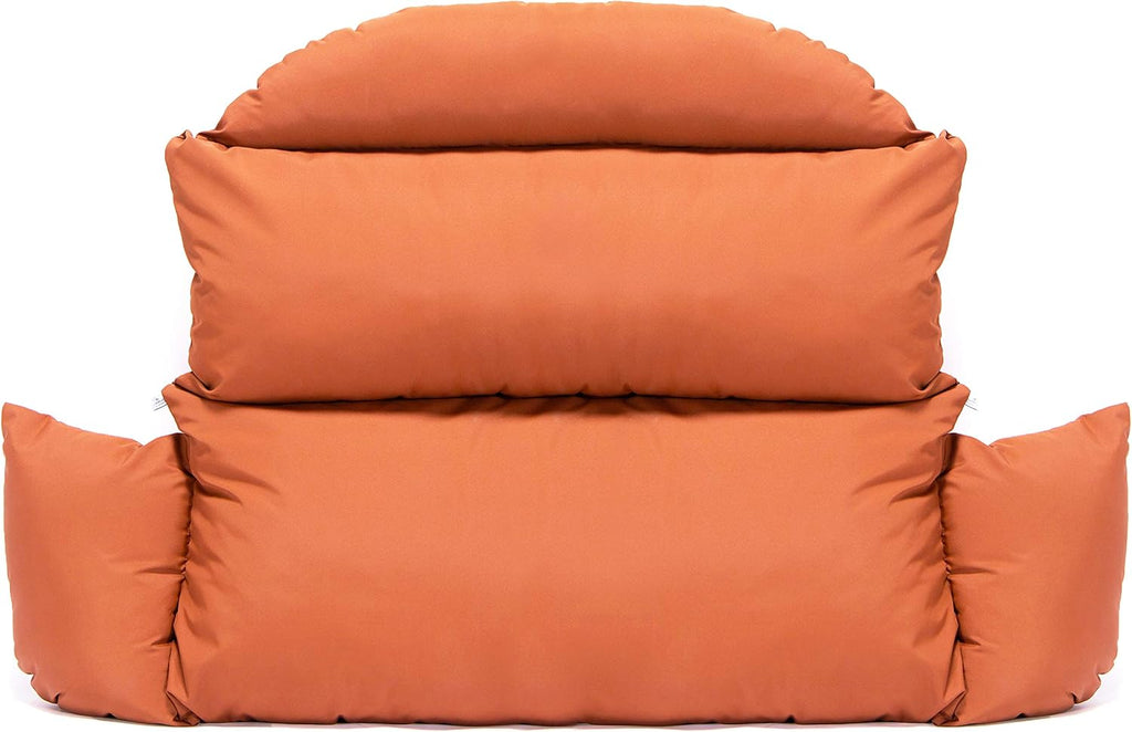 LeisureMod 2 Person Hanging Egg Chair Cushion - Orange, Quick-Drying, Weather-Resistant, Soft Cotton Filling, Machine Washable