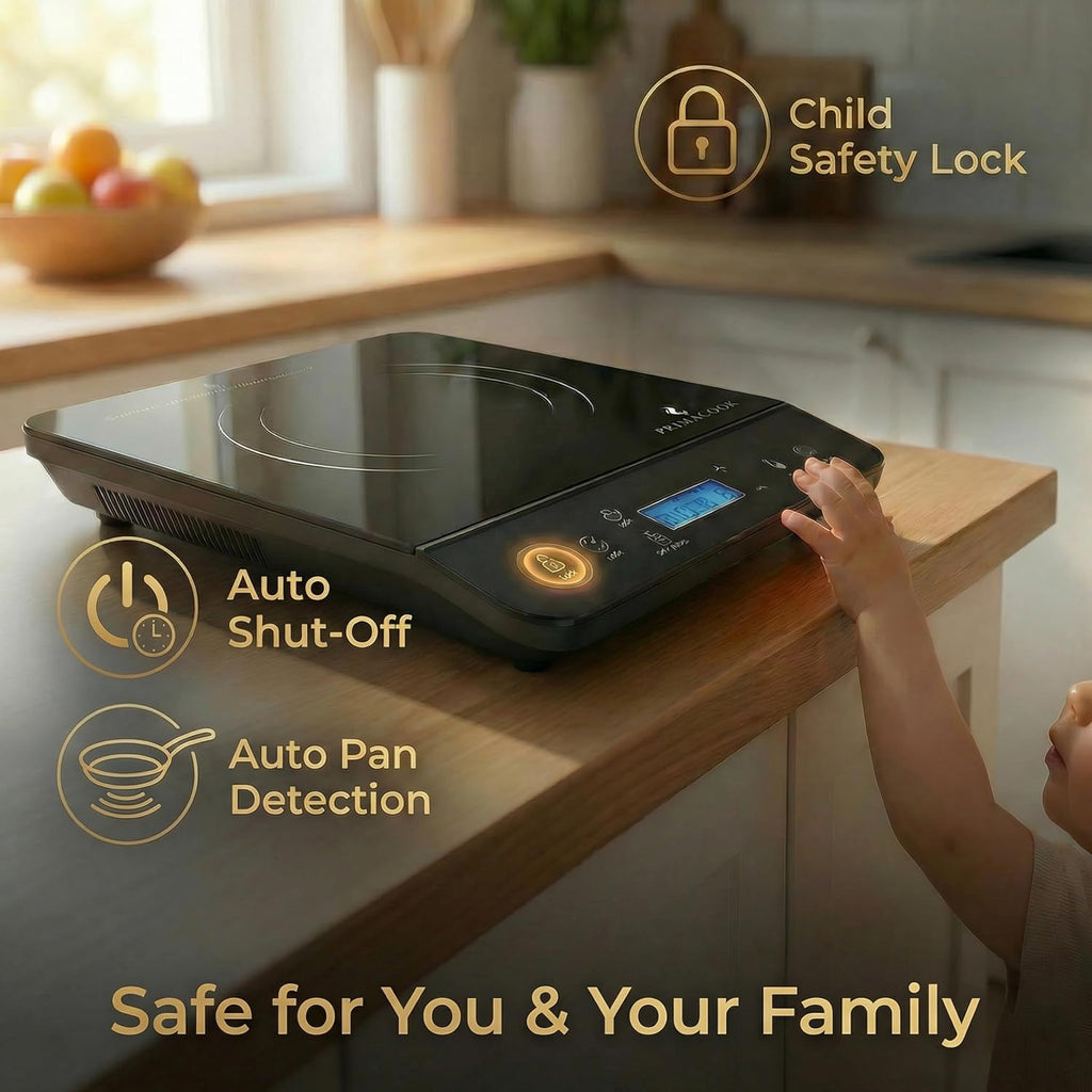 1800W Portable Induction Cooktop Burner – 20 Temperature Settings, 18 Power Levels, 10-Hour Timer – Countertop Electric Hot Plate for RV, Canning, Dorm, Kitchen – Child Safety Lock (Black)