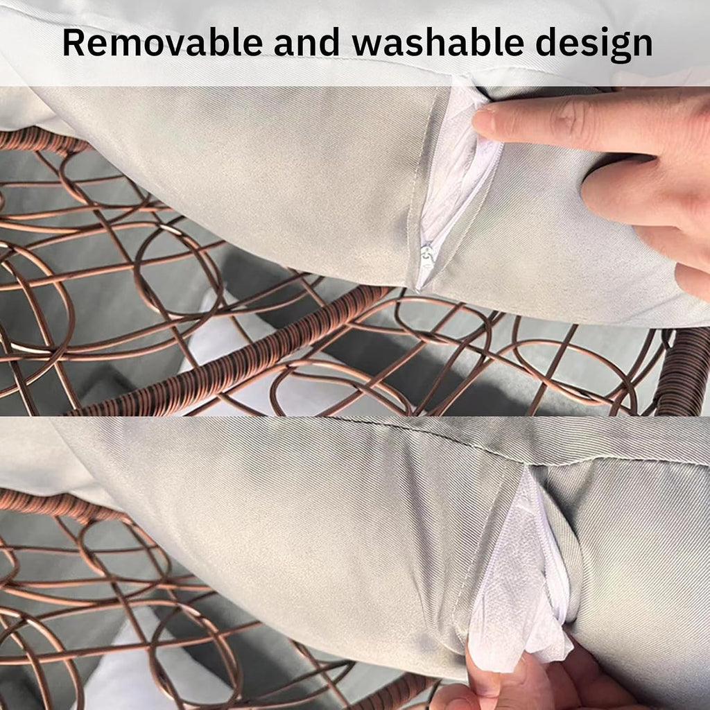 Hammock Swing Chair Cushion, Swing Chair Replacement Pad, Double Egg Chair Cushion Luxury Outdoor Patio Wicker Loveseat Hanging Chair Cushion for 2 Persons Patio Backyard Balcony,Brown
