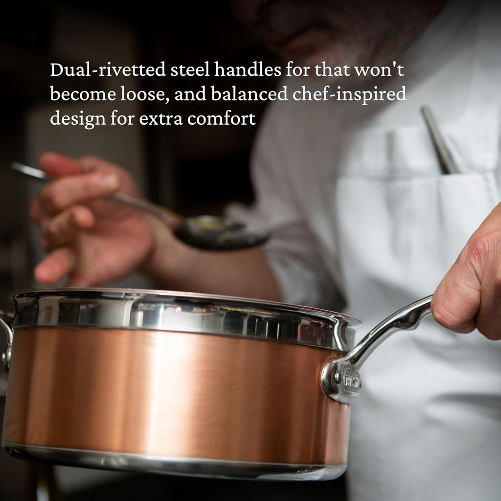 Hestan - CopperBond Collection - 100% Pure Copper Sauce Pan, Induction Cooktop Compatible, 4 Quart