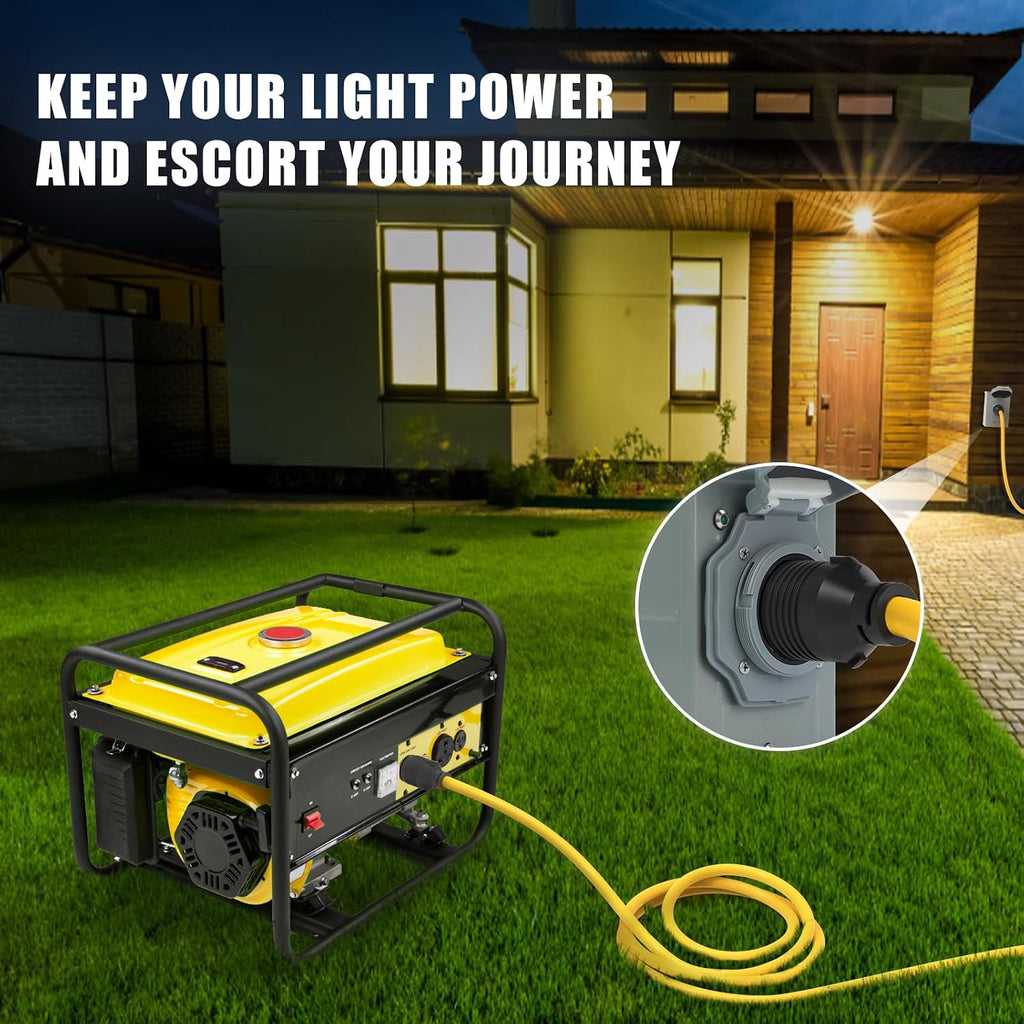 E-SDS 30 Amp Generator Power Cord 50FT and Generator Inlet Box Kit, Nema L14-30P Generator Outlet Box with RV Extension Cord for Outdoor Use, 125/250V, 7500W