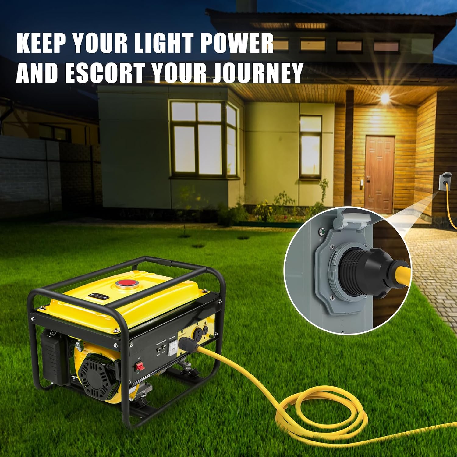 E-SDS 30 Amp Generator Power Cord 50FT and Generator Inlet Box Kit, Nema L14-30P Generator Outlet Box with RV Extension Cord for Outdoor Use, 125/250V, 7500W
