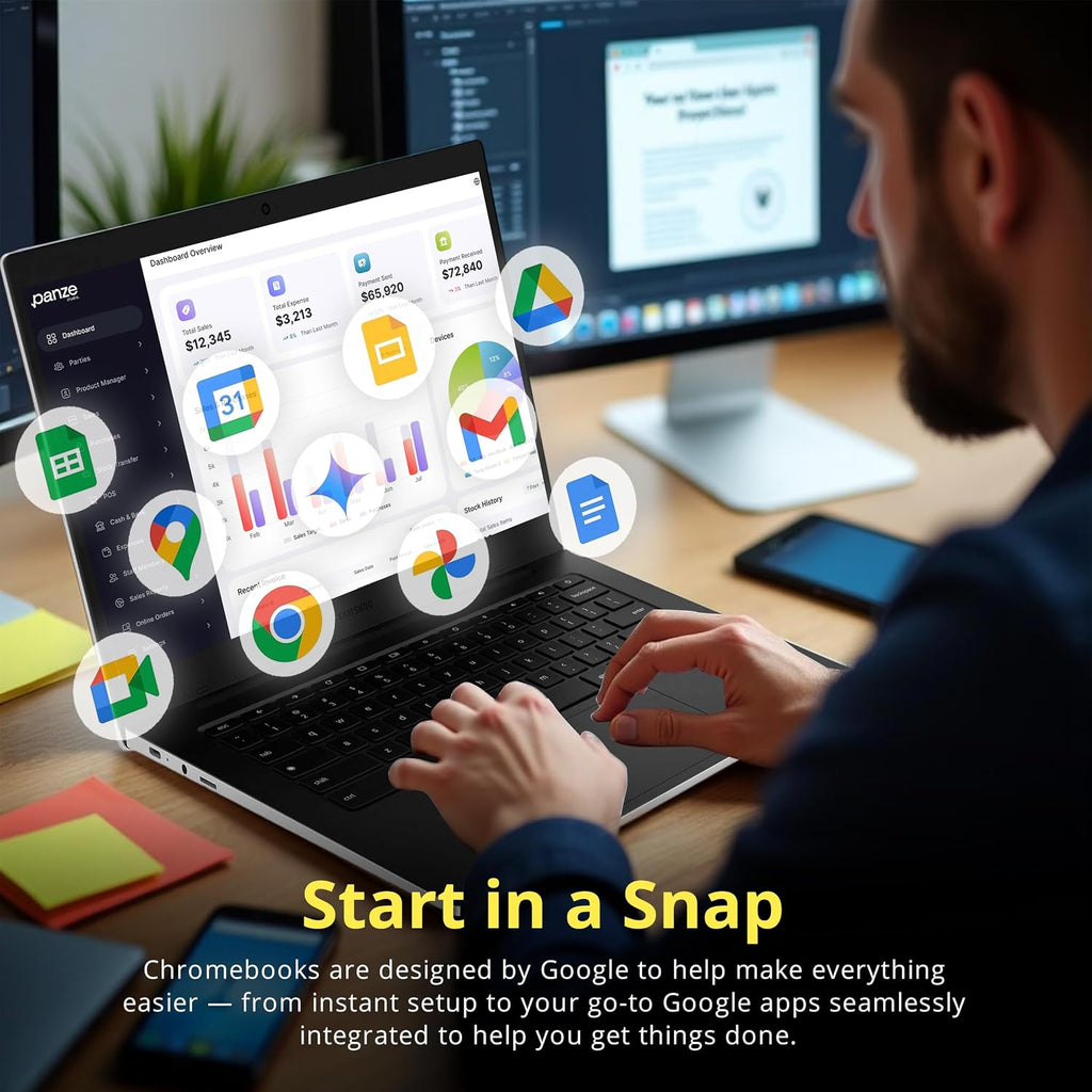 Samsung Galaxy Chromebook Go 14' LED HD Laptop, Intel Celeron N4500, 4GB LPDDR4X, 288GB Storage (128GB eMMC+160GB Docking Station Set), Intel UHD Graphics, Wi-Fi 6, 720p Camera, Chrome OS, Silver
