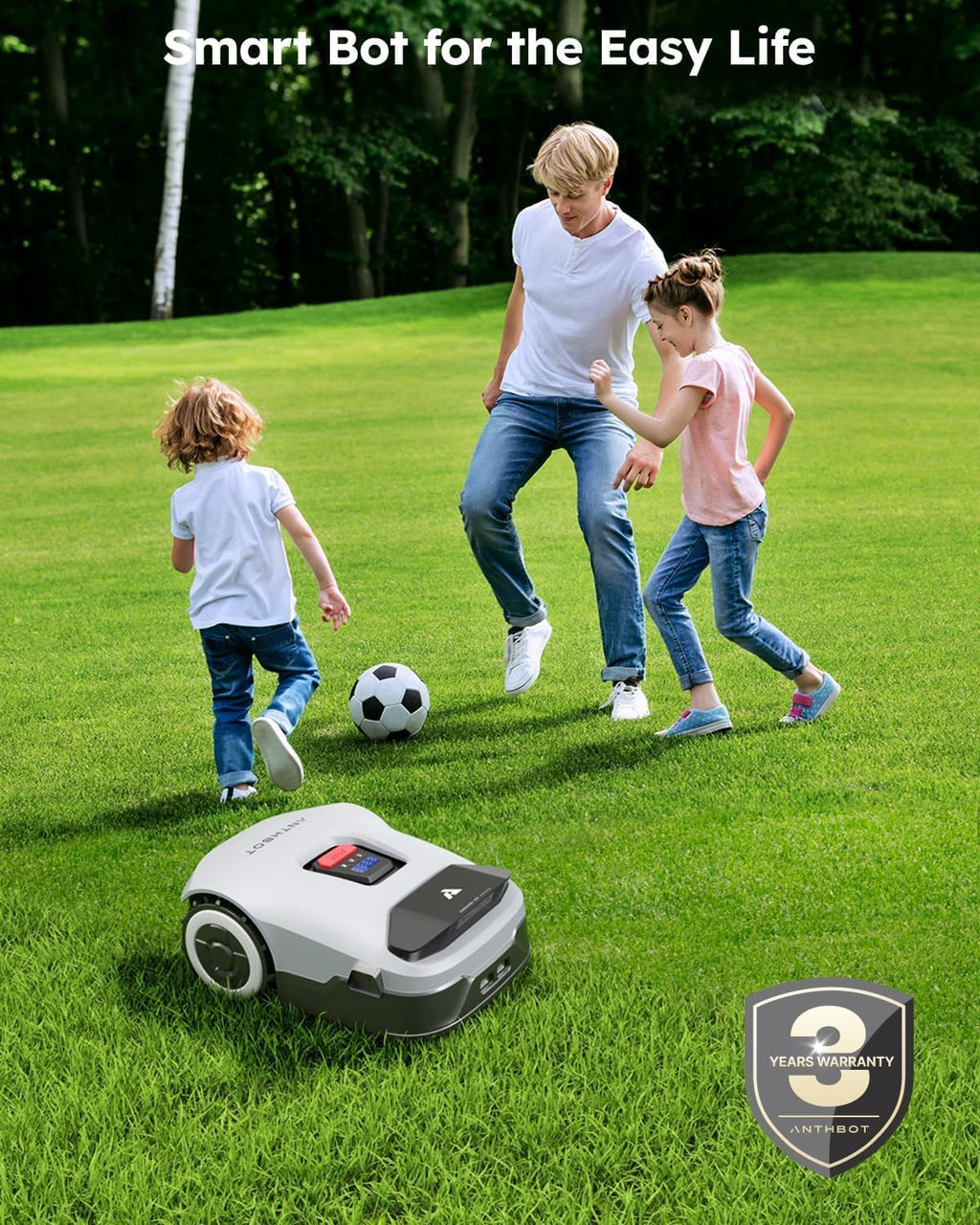 ANTHBOT Genie600 with Garage - NO Wire Robot Lawn Mower, Full Band RTK+4-Eye Vision Robotic Lawnmower, Auto Mapping, Multi-Zone Management, Accurate Obstacle Avoidance, Intelligent Path Planning