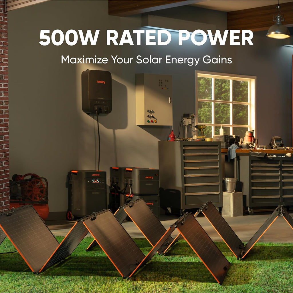 Jackery SolarSaga 500X Solar Panels, 500W Power Output, 25% High Bifacial Conversion Efficiency, Compatible with Explorer 5000 Plus,IP68 Rated for Outdoor Camping,RVs,and Off-Grid Living