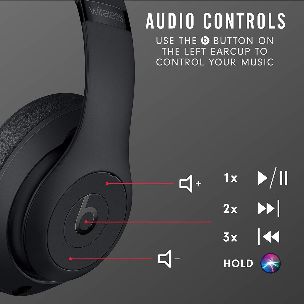 Beats Studio3 Wireless Noise Cancelling Over-Ear Headphones - Matte Black (Renewed)