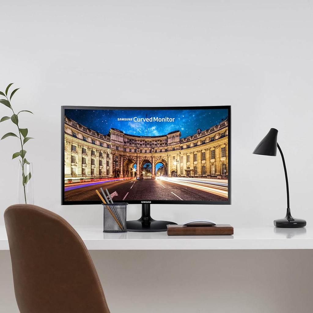 SAMSUNG 27 Inch Curved Computer Monitor, LC27F390FHNXZA LED 60Hz Full HD 1080P Gaming Slim Design for Home &Office, Black Mouse Pad Included