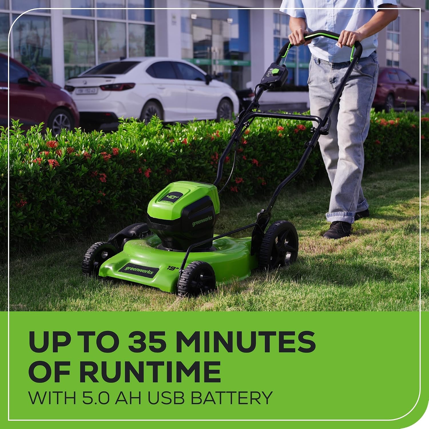 Greenworks 40V 19' Brushless Lawn Mower (High Wheel), 5.0Ah Battery