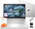 HP 14 Laptop Computer 2025 Ultra Light, AI Copilot Student Business, Quad-Core Intel, 16GB RAM, 628GB Storage (128GB UFS+ 500GB Ext), 1 Yr Office 365, 12 Hr Battery MarxsolAccessory Win 11S, Silver