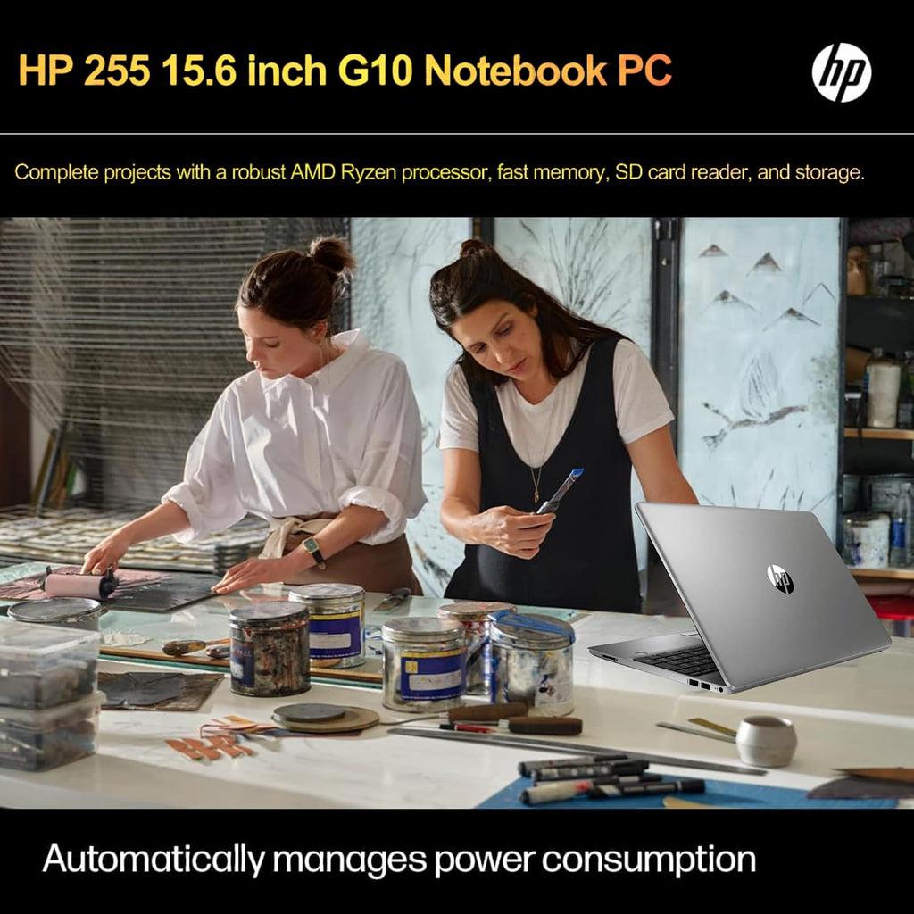 HP 255 G10 Laptop for Home or Work - Microsoft Office 365 for Web - 15.6' Full HD - Ryzen 3 7330U (Beat Intel i5-1135G7) - 16GB RAM - 256GB SSD - HDMI - USB-C - Windows 11 w/o Mouse