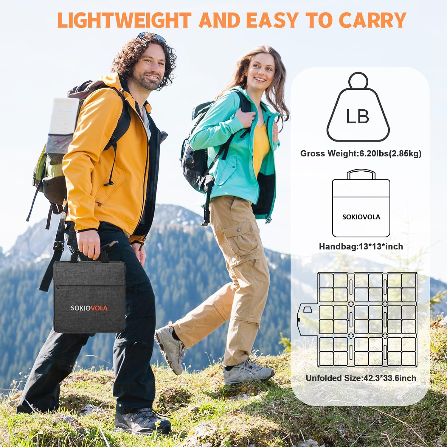 SOKIOVOLA 120W Foldable Solar Panel with MC-4 Connector Portable Solar Panel for Camping Folding Solar Panel Charger for Portable Power Station Laptops RV
