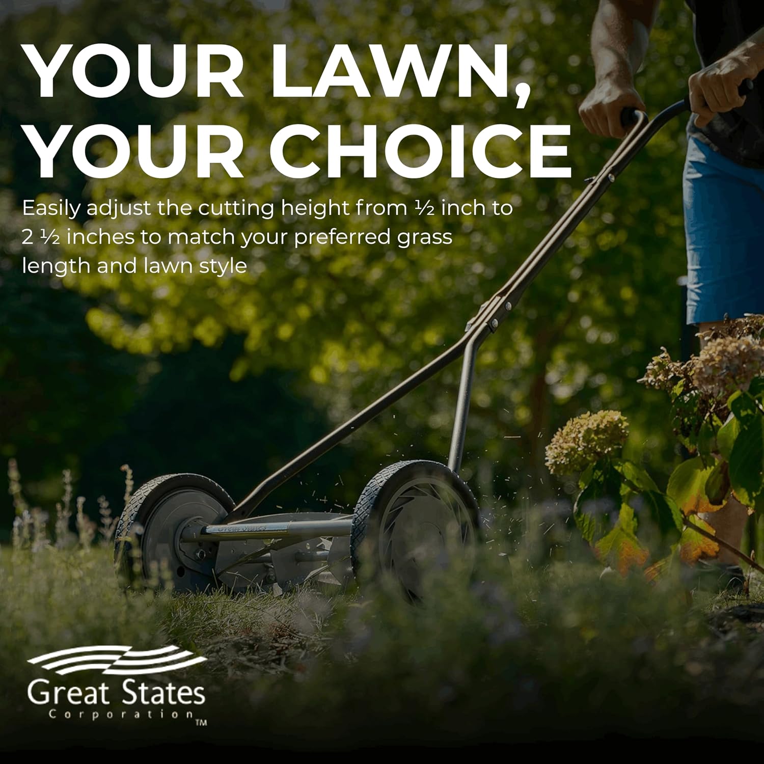 Great States 415-16 16-Inch Reel Mower Standard Full Feature Lawn Mower with T-Style Handle and Heat Treated Blades
