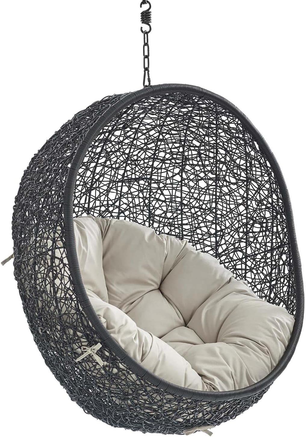 Modway EEI-3636-BLK-BEI Encase Swing Outdoor Patio Lounge Chair Without Stand, Black Beige, 43.5 x 40 x 125.5