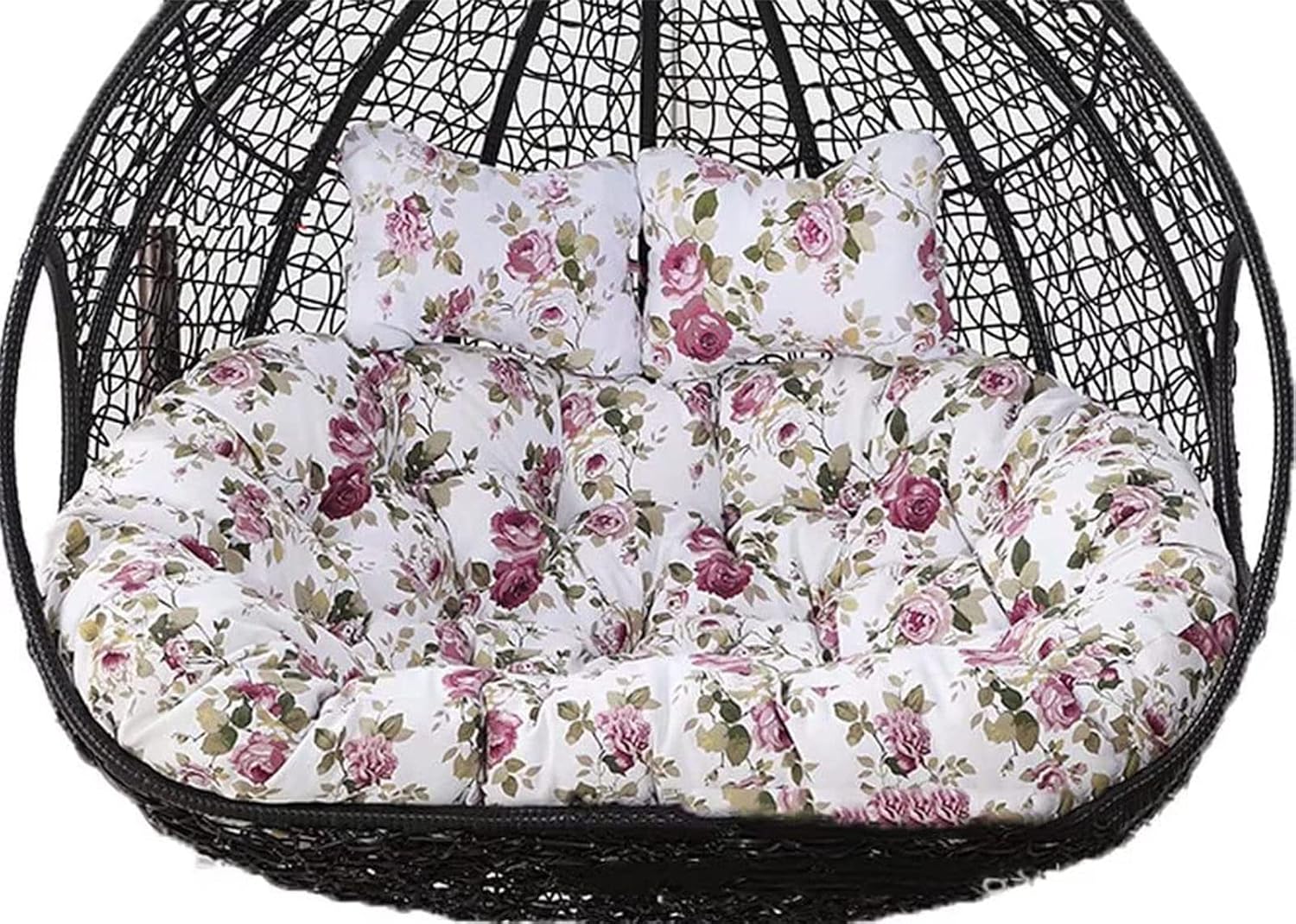 ZTGL Hammock Swing Chair Cushion, Double Egg Chair Cushion Replacement, Outdoor Patio Wicker Loveseat Hanging Swing Egg Chairs for 2 Persons Patio Backyard Balcony,Flower b