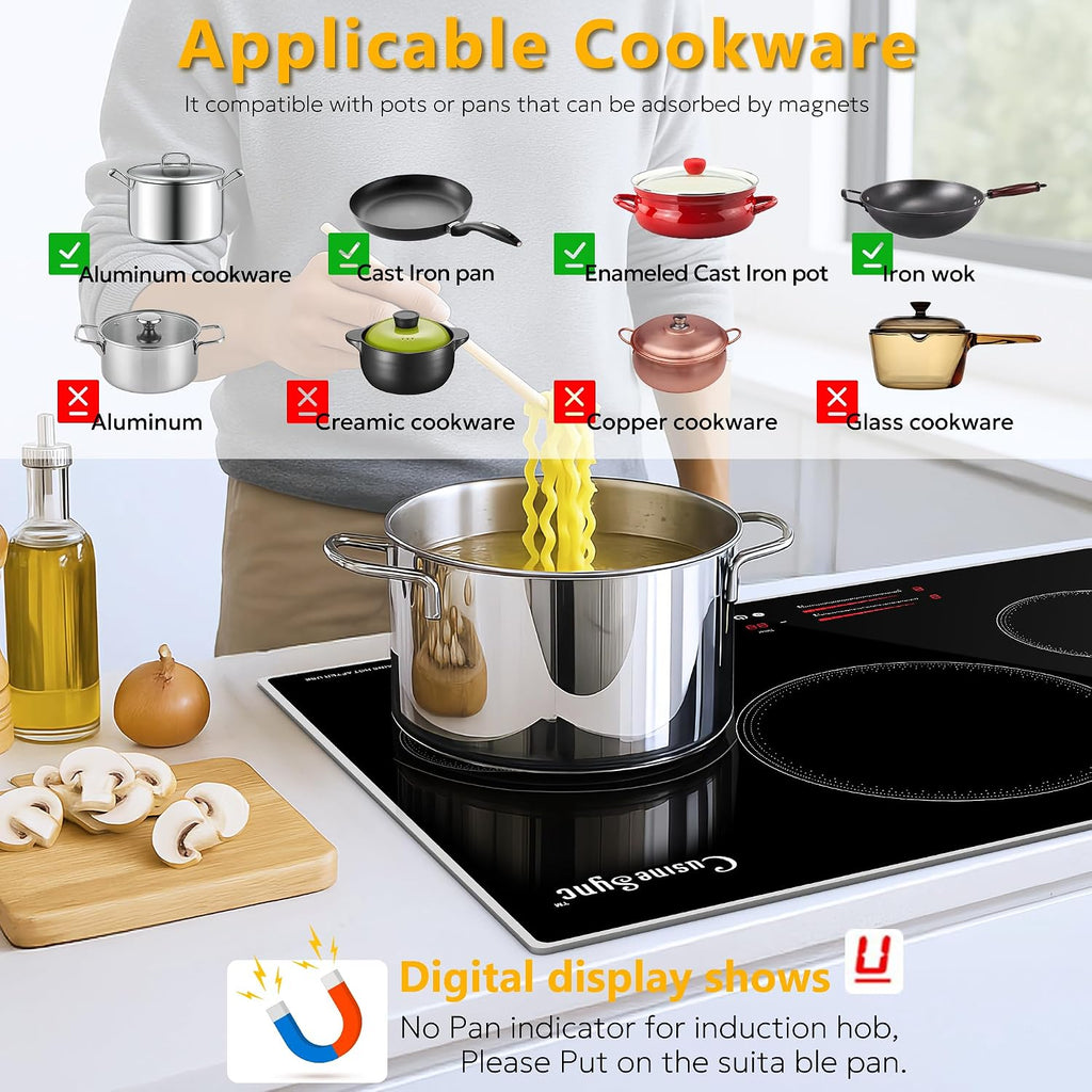 30 Inch Induction Cooktop, 4 Burner Built-In Electric Stove Top, Fast Heating with Power Boost, Touch Control, 9 Power Levels, Child Lock & Timer, Modern Kitchen Upgrade