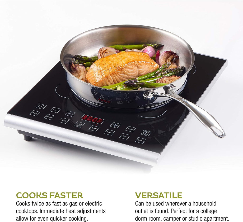 Zavor PRO Portable Induction Cooktop, Magnetic Countertop Burner with 8 Pre-sets and 325°F Temperature Range, 1800W, Black (ZSEPR01)