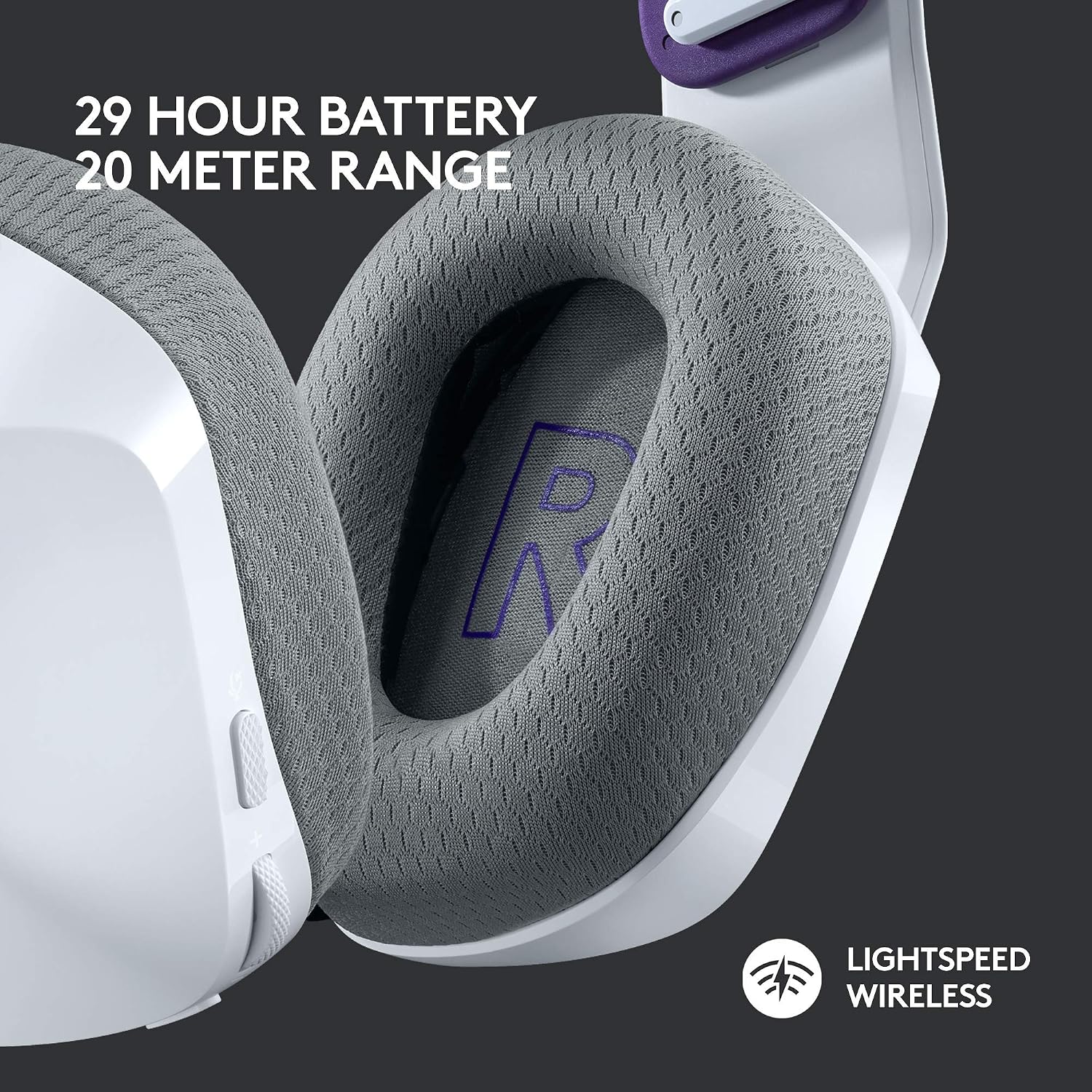 Logitech G733 Lightspeed Wireless Gaming Headset with Suspension Headband, LIGHTSYNC RGB, Blue VO!CE mic Technology and PRO-G Audio Drivers - White
