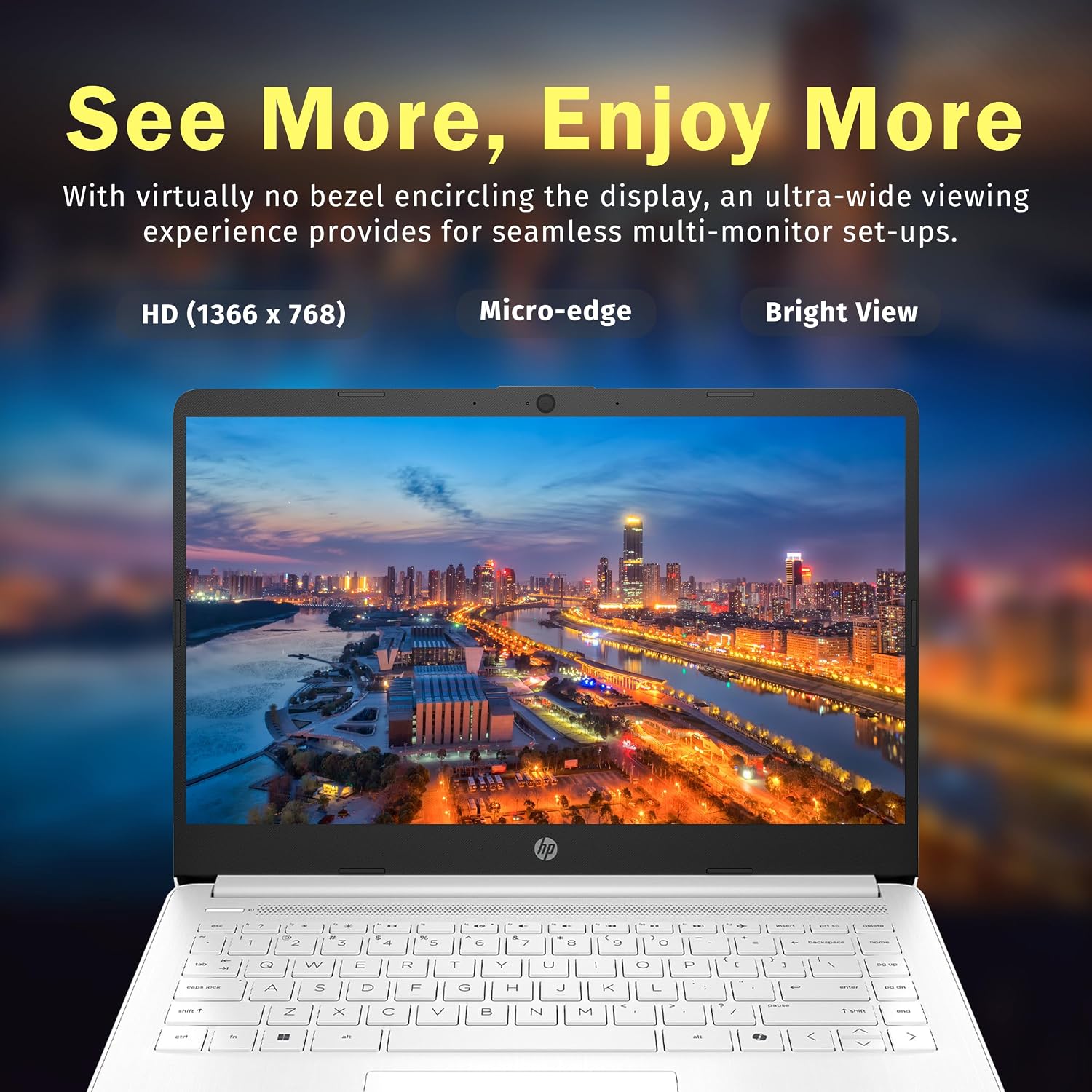 HP 14' HD Student Laptop, Intel Celeron N4500, 4GB DDR4 RAM, 64GB eMMC, Intel UHD Graphics, 720p HD Camera, Copilot, Fast Charge, Wi-Fi 6, Windows 11S, White (Renewed)