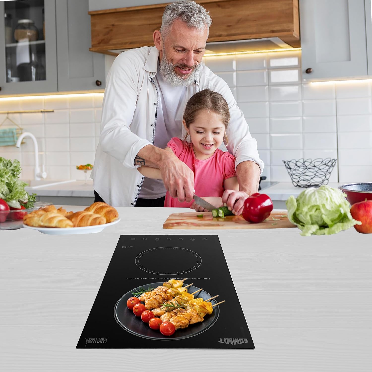 Summit 15' Electric Cooktop, 2 Burners, 230V Radiant Cooktop, ADA Compliant Design, Black - CR2B23T3BTK15
