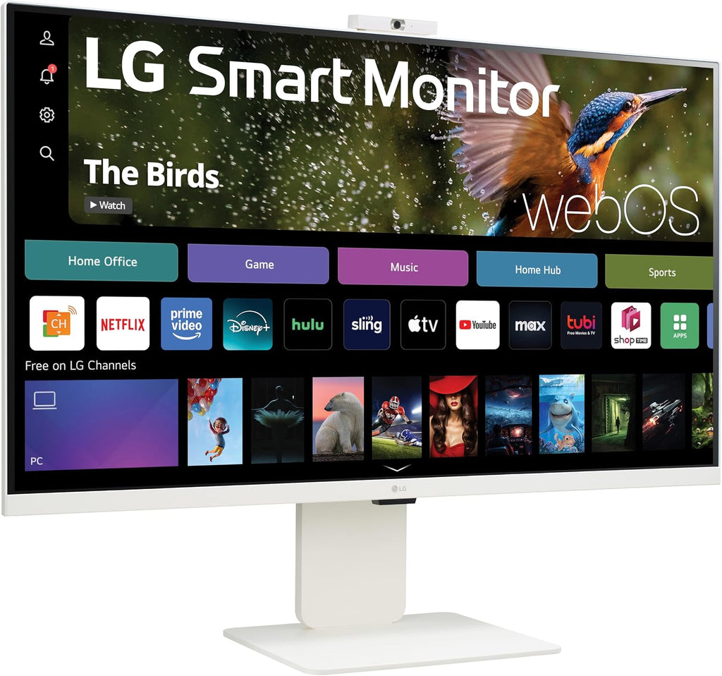 LG 32SR85U-W Smart Monitor 32-inch 4K UHD (3840x2160), IPS Display, webOS 23, USB Type-C 90W PD, Built-in FHD Webcam & Speaker, HDR 10, AirPlay 2, Screen Share, Bluetooth, White