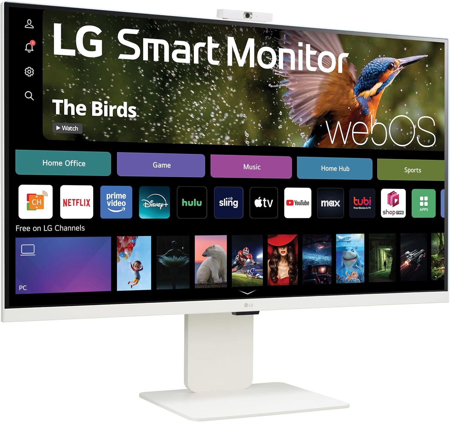 LG 32SR85U-W Smart Monitor 32-inch 4K UHD (3840x2160), IPS Display, webOS 23, USB Type-C 90W PD, Built-in FHD Webcam & Speaker, HDR 10, AirPlay 2, Screen Share, Bluetooth, White