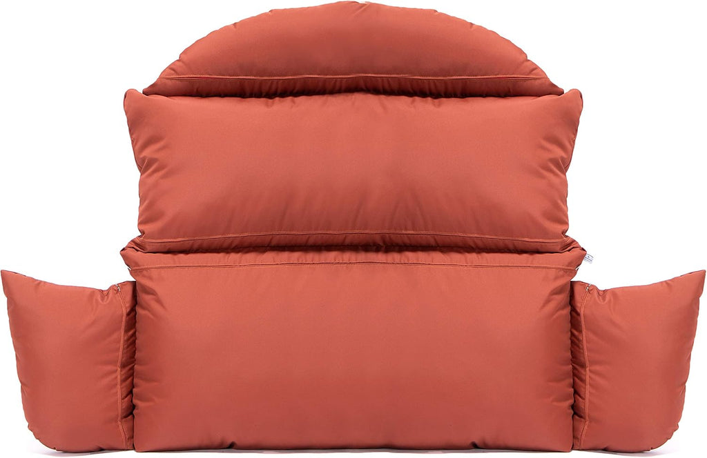 LeisureMod 2 Person Hanging Egg Chair Cushion - Dark Orange, Quick-Drying, Weather-Resistant, Soft Cotton Filling, Machine Washable
