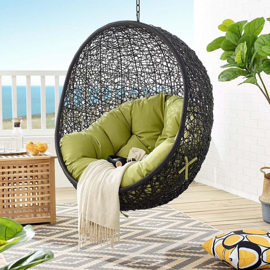 Modway EEI-3636-BLK-PER Encase Swing Outdoor Patio Lounge Chair Without Stand, Black Peridot