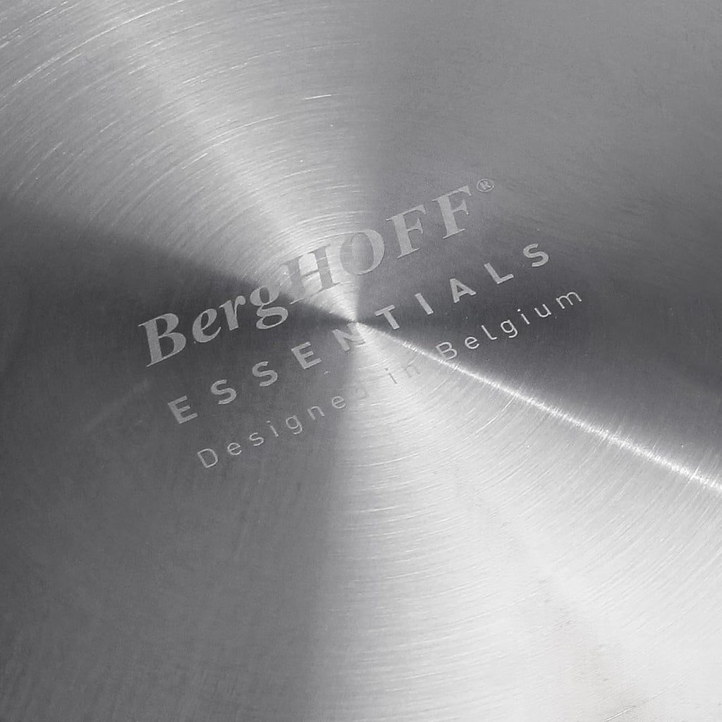 Berghoff Professional Tri-ply 18/10 Stainless Steel Sauté Pan 11' 4.6 Qt. Safe Grip Handle Matching Lid Induction Cooktop Measurement Markings Inside Fast & Even Heat Oven Safe
