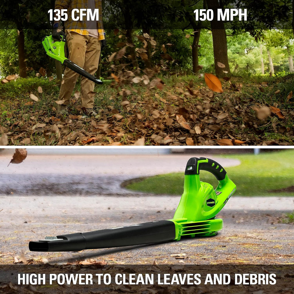 Greenworks 40V 16' Cordless Electric Lawn Mower + 40V Sweeper (150 MPH), 4.0Ah Battery and Charger Included