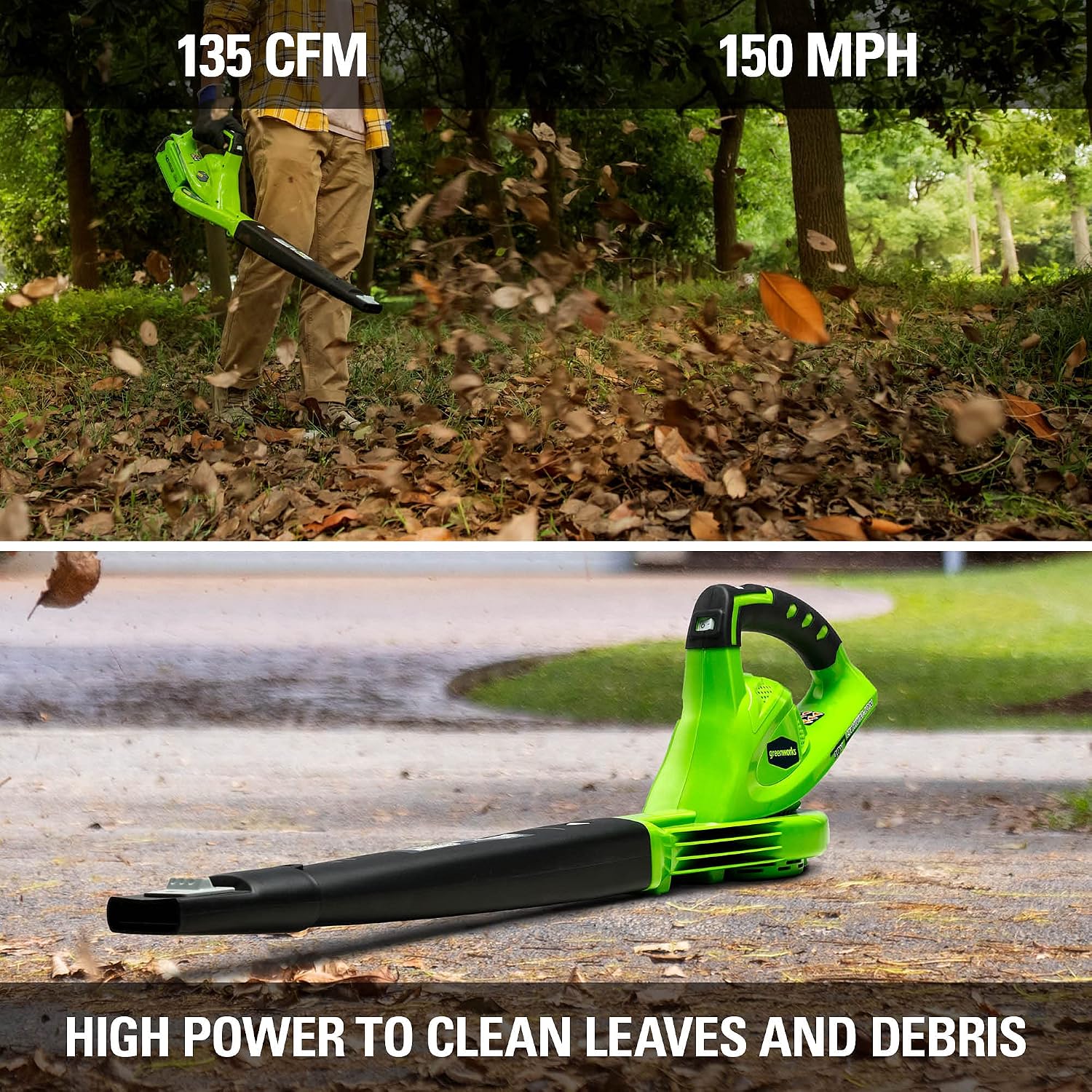 Greenworks 40V 16' Cordless Electric Lawn Mower + 40V Sweeper (150 MPH), 4.0Ah Battery and Charger Included