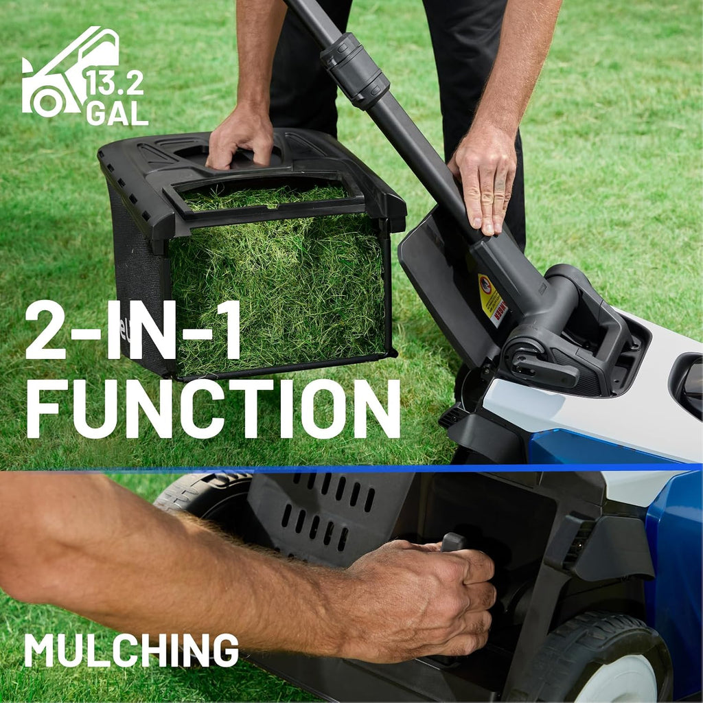 Electric Lawn Mower, Self-propelled Lawn Mower Cordless 40V(2x20V) 18.5' Brushless Mower with Electric Cutting Height Adjustment, Higher Rotation Speed, 2 x 4.0Ah Battery and Rapid Charge Included