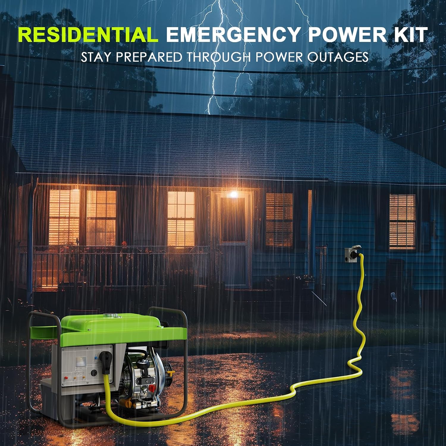 50 Amp Generator Cord 25FT and Power Inlet Box, NEMA 14-50P Male to SS2-50R 125/250V Twist Lock Connector With Pre-Drilled NEMA SS2-50P Inlet Box for House, ETL Listed