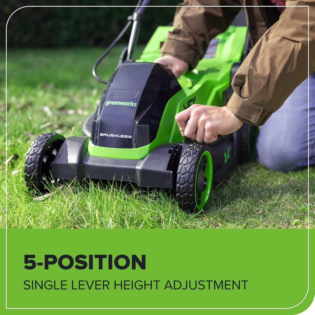Greenworks 40V 14' Brushless (Push) Cordless Lawn Mower, 4.0Ah Battery and Charger