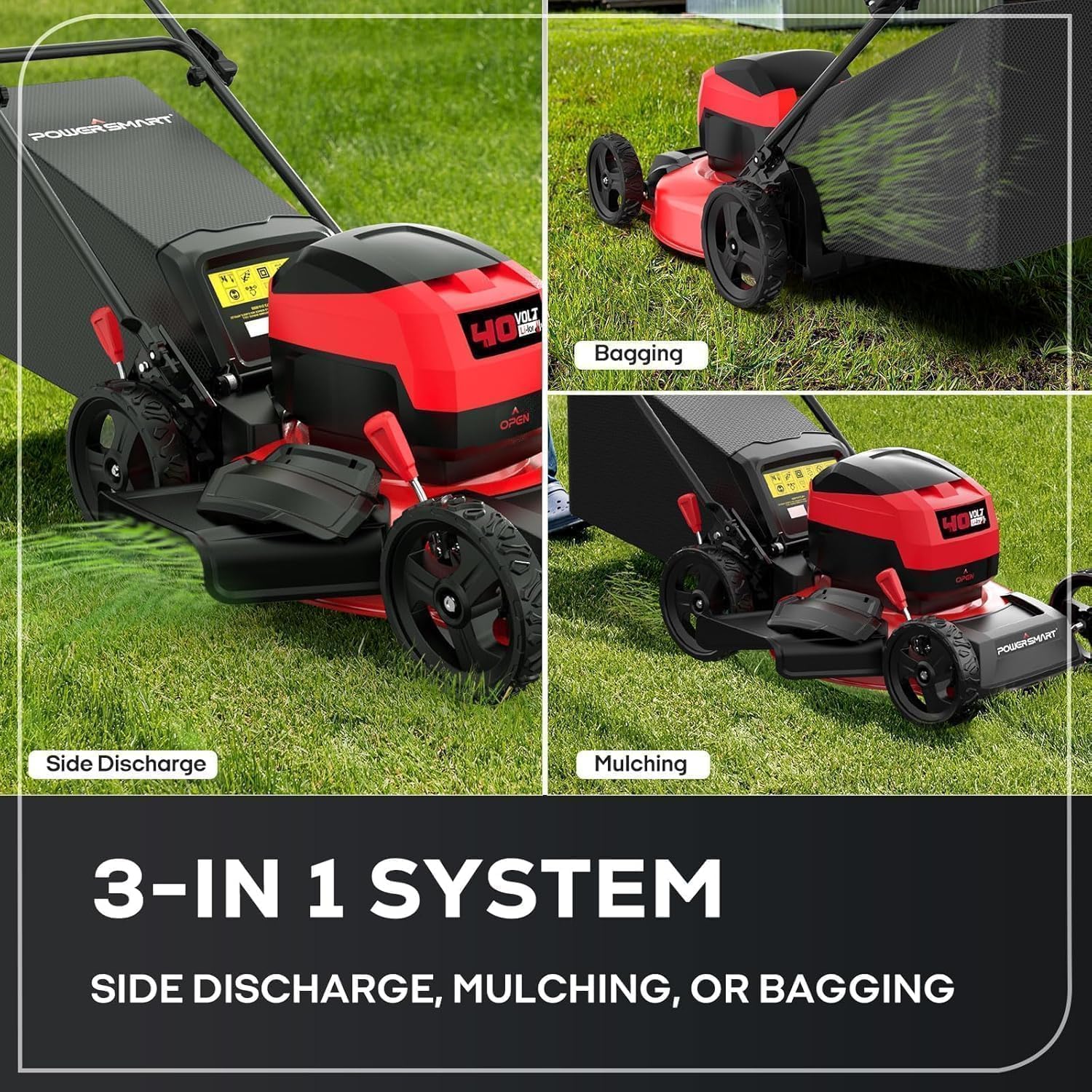 Electric Lawn Mower, 40V Cordless Mower with 4.0Ah Battery & Charge, 17 Inch Lawn Mower,Quiet, Lightweight, Foldable Handles
