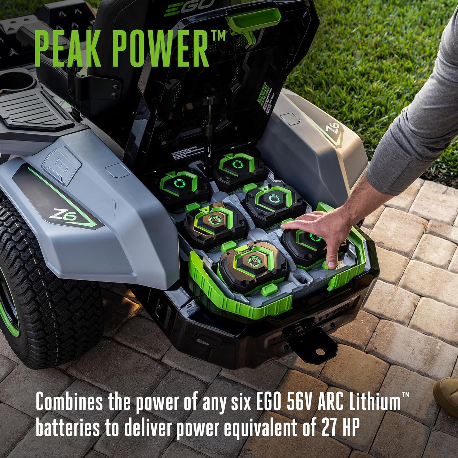 EGO POWER+ Z6 Zero Turn Riding Lawn Mower, 52' Deck, Includes (6) 56V 10.0Ah Batteries and 880W Charger - ZT5216L