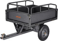 VEVOR 10 Cu.Ft. & 500lbs ATV Trailer Dump Cart Tow Behind, Heavy Duty Utility UTV Trailer, Tow Behind Steel Yard Dump Wagon Cart with 14' Tires for Lawn Mower Tractor