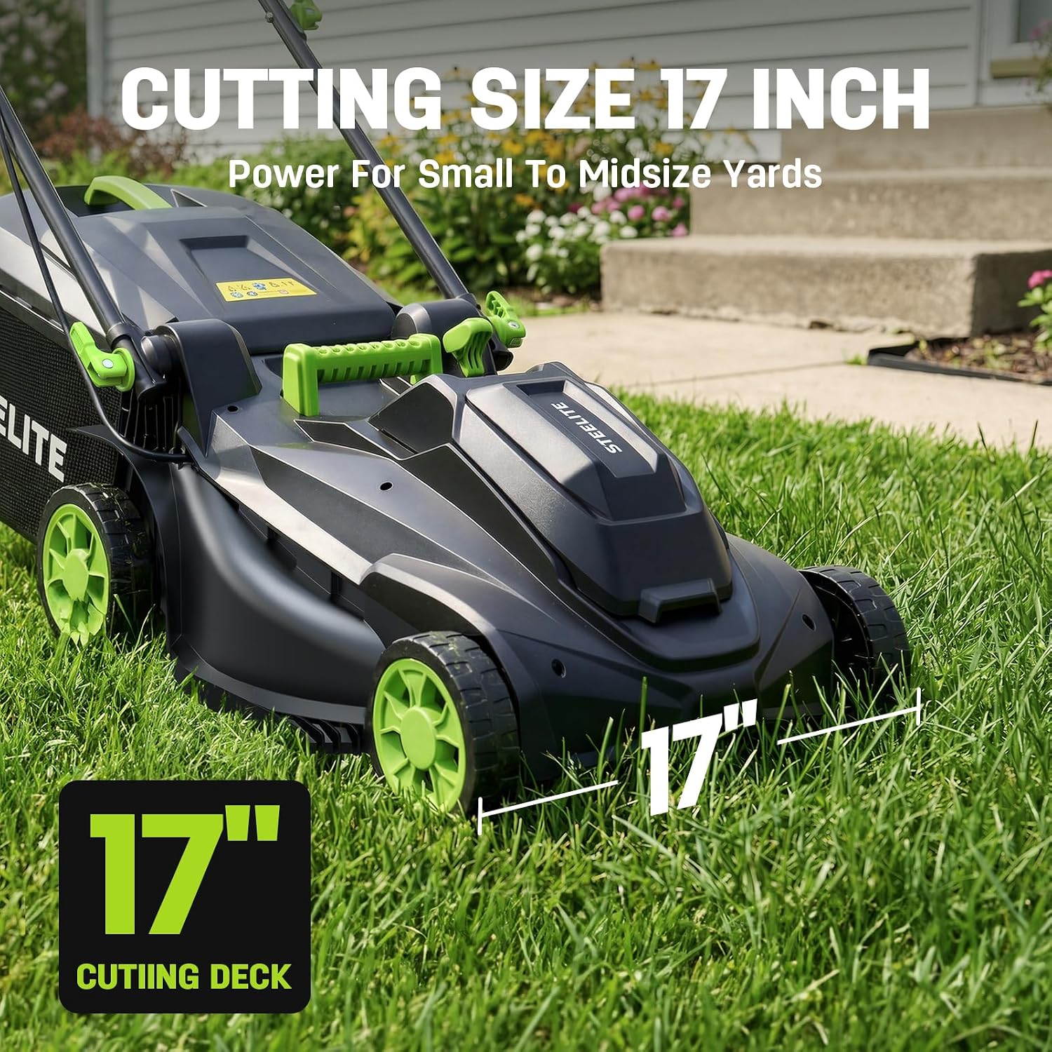 STEELITE 40V(2×20V) 17-Inch Cordless Lawn Mower Combo, Brushless Electric Mower, 12-Inch String Trimmer & 500CFM Leaf Blower, Yard Tools Kit with 3×4.0Ah Batteries and Dual Chargers