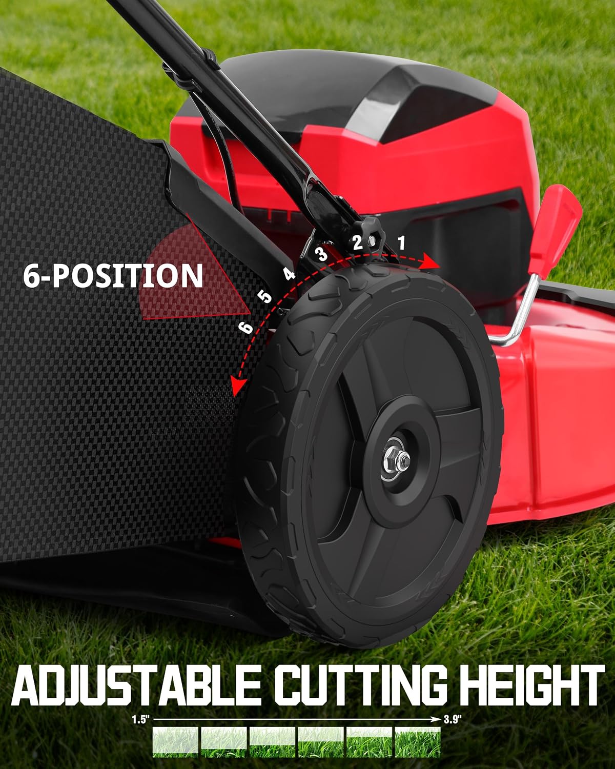 PowerSmart 40V 21' Cordless Lawn Mower, Up to 1/4 Acre, 2 x 40V 4.0Ah Batteries and a Charger Included, 6-Position Height Adjustment