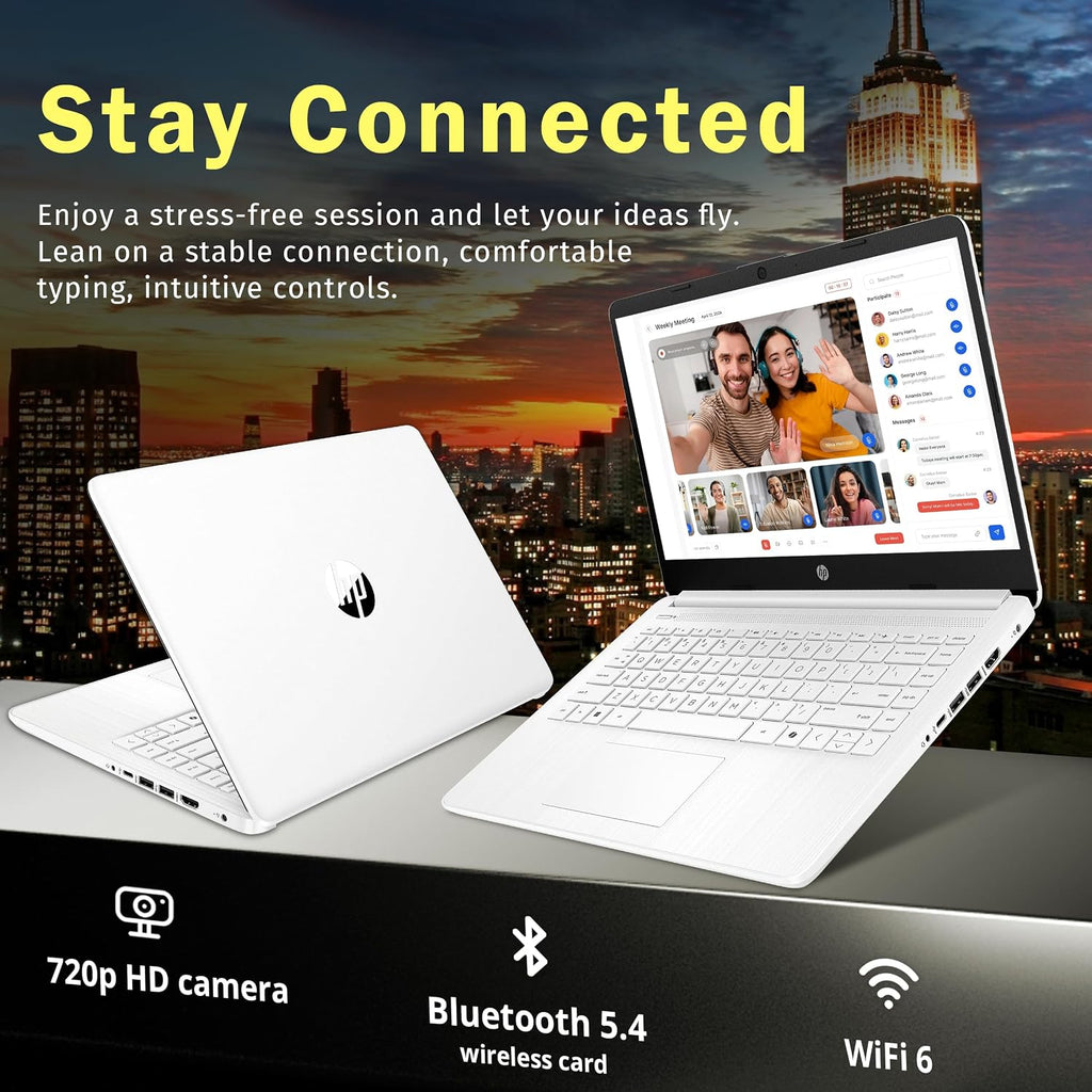 HP 14' HD Student Laptop, Intel Celeron N4500, 4GB DDR4 RAM, 64GB eMMC, Intel UHD Graphics, 720p HD Camera, Copilot, Fast Charge, Wi-Fi 6, Windows 11S, White (Renewed)
