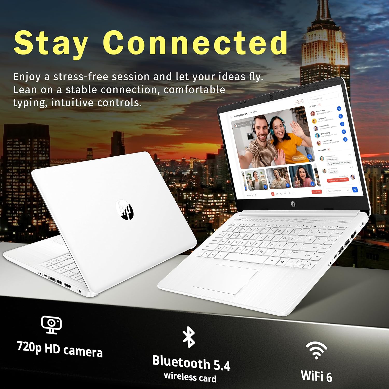 HP 14' HD Student Laptop, Intel Celeron N4500, 4GB DDR4 RAM, 64GB eMMC, Intel UHD Graphics, 720p HD Camera, Copilot, Fast Charge, Wi-Fi 6, Windows 11S, White (Renewed)