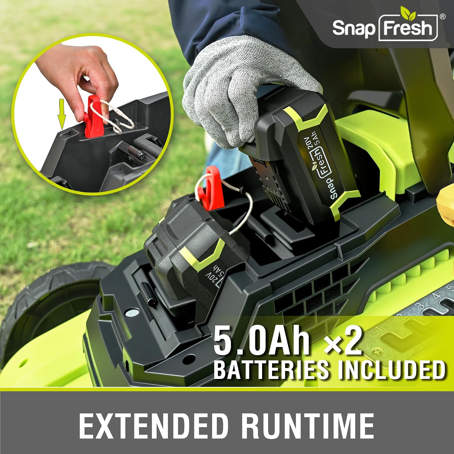 SnapFresh 40V 17' Brushless Lawn Mower – 2 x 5.0Ah Batteries Electric Cordless Push Mower with Fast Charger, 6-Level Height Adjustment, 45L Grass Bag, Lightweight Battery Powered Mower