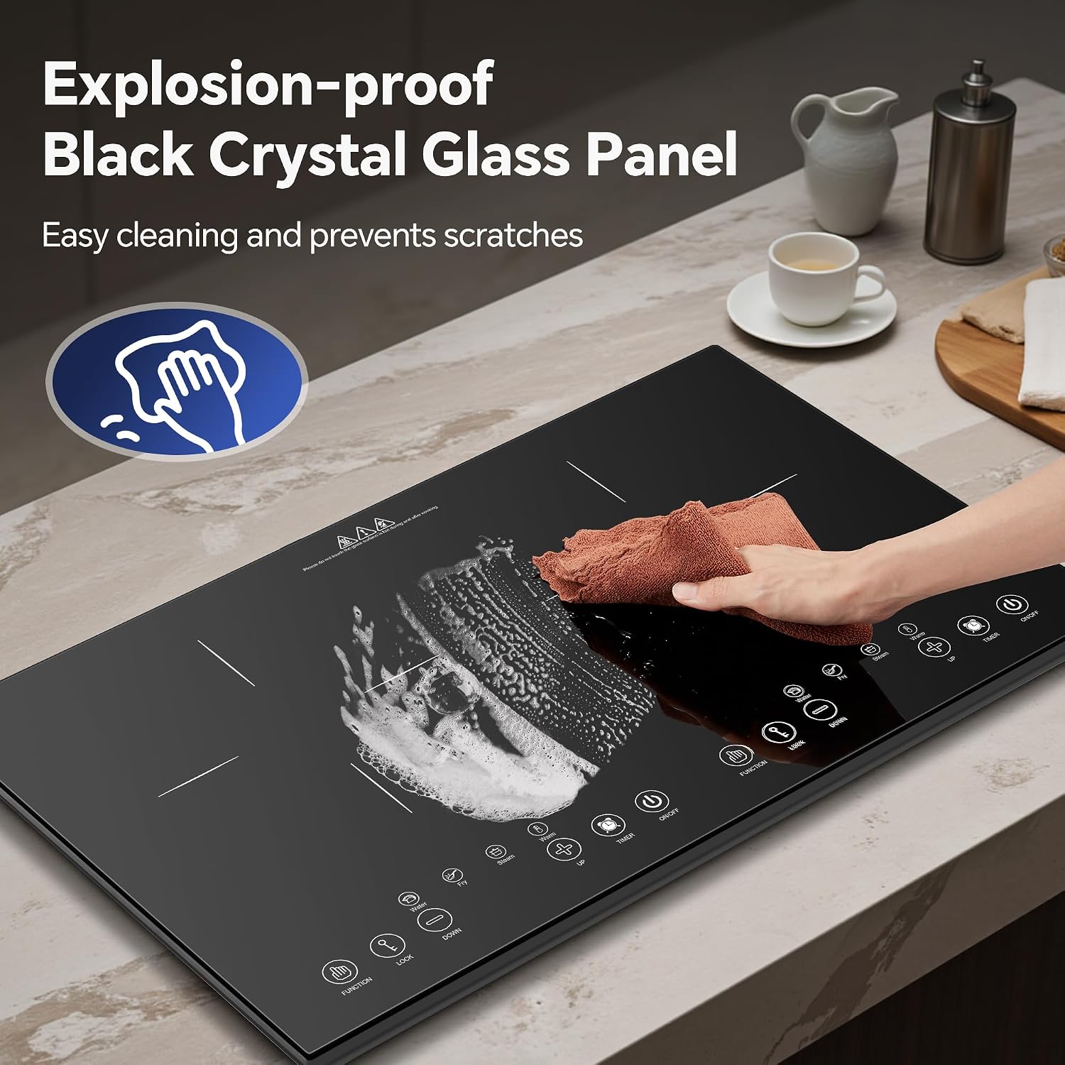 Portable Induction Cooktop 2 Burner - 1800W Double Induction Cooker with 8 Power Settings, 4 Pre-Set Modes, Ultra Thin Design, Sensor Touch Control, Child Safety Lock & Timer | Electric Cooktop