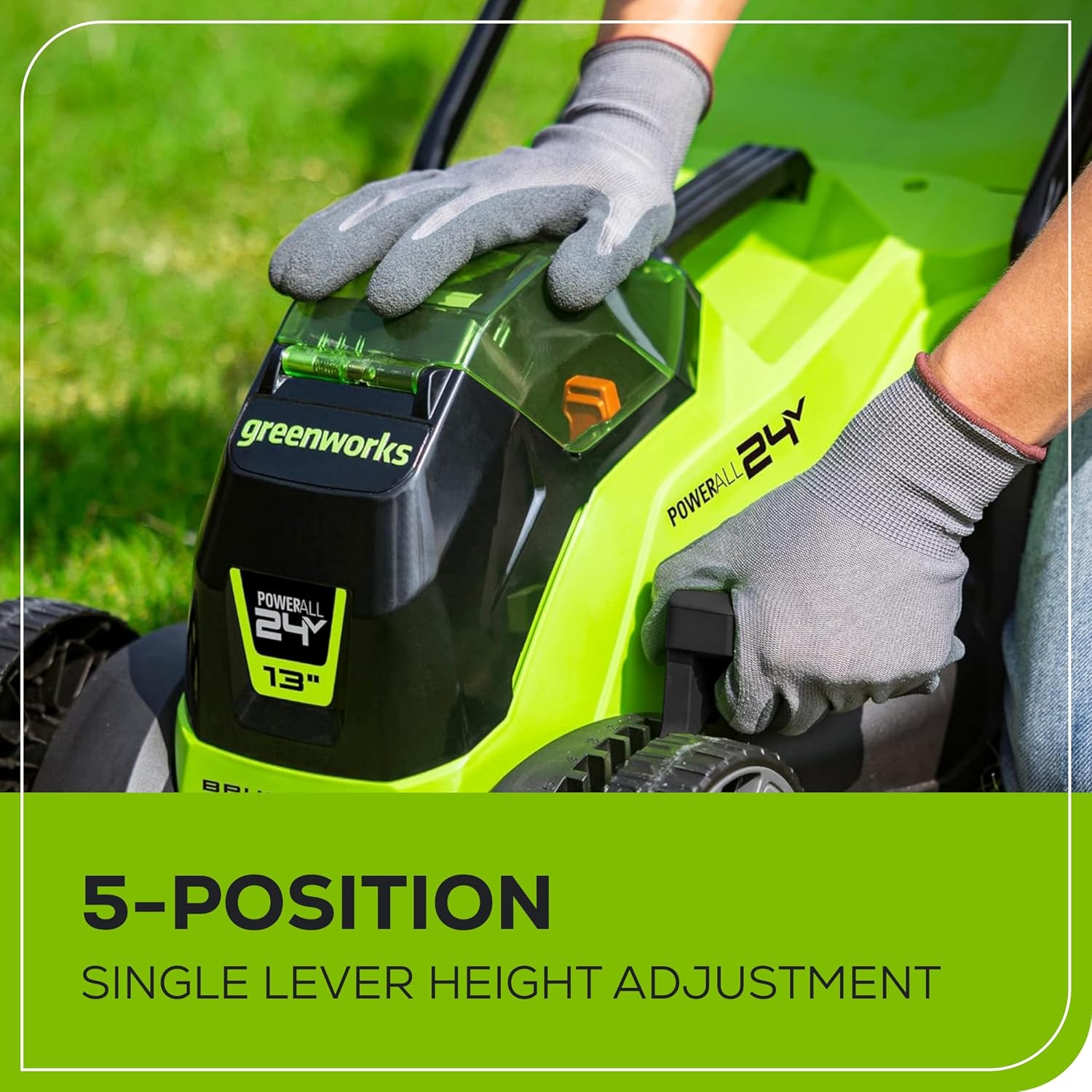 Greenworks 24V 13' Brushless Cordless Lawn Mower with 4.0Ah Battery & Charger,Maintenance-Free Push Mower with 2-in-1 Mulch/Bag
