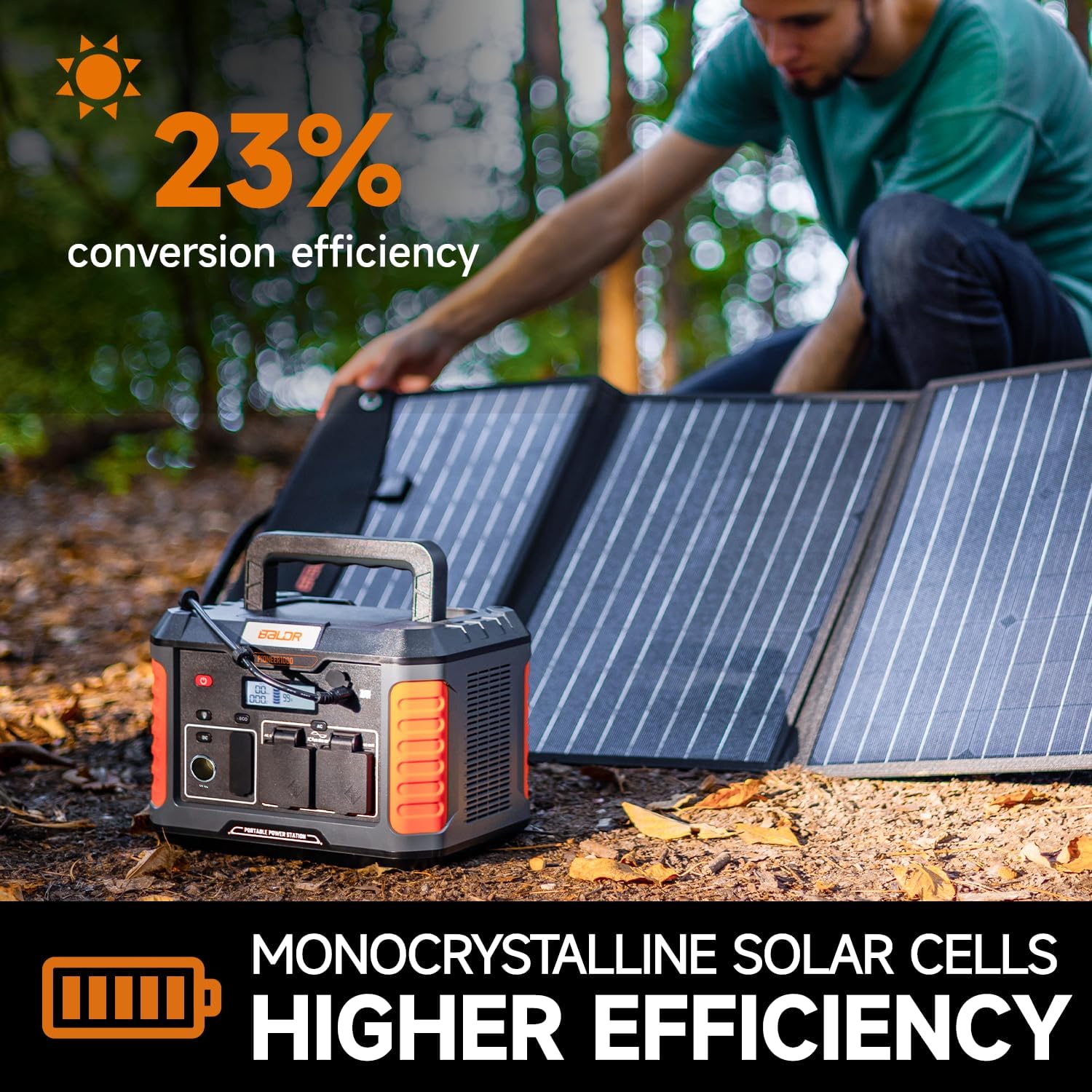BALDR 120W Portable Solar Panel for Jackery/ECOFLOW/Flashfish/ROCKPALS Power Station Generator, Foldable Solar Cell Charger with USB Ports & PD Output for Camping, Off Grid Living. Black