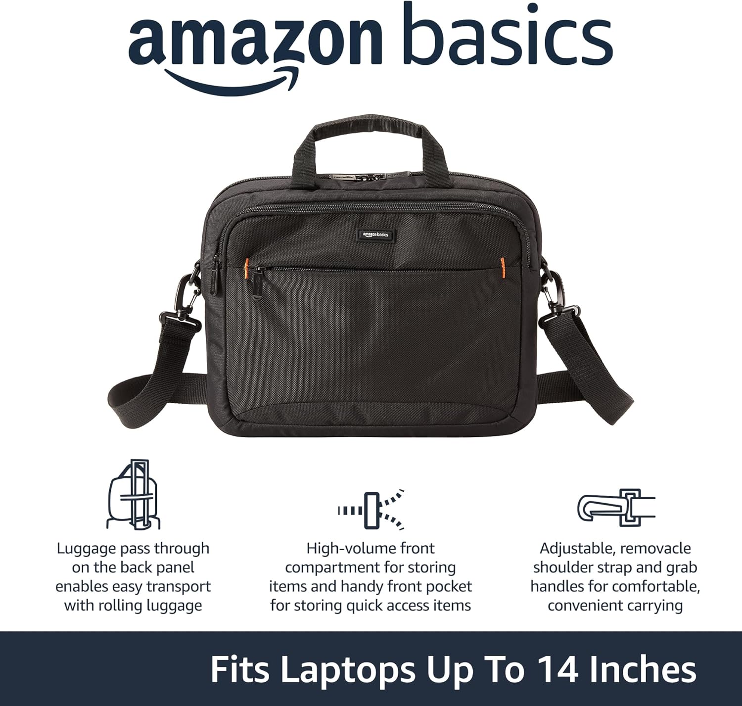 Amazon Basics Laptop Carrying Case, Black | 14 inch, Shoulder Strap, 24-pack