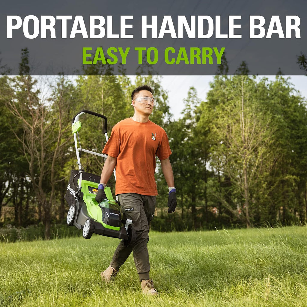 Greenworks 40V 14' Cordless (Push) Lawn Mower (75+ Compatible Tools), 4.0Ah Battery and Charger Included