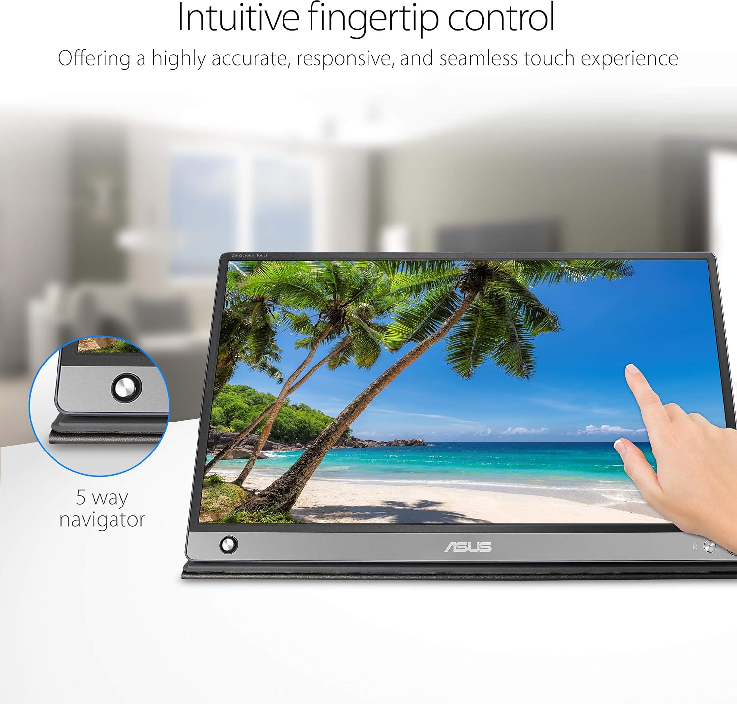 ASUS ZenScreen Touch Screen 15.6' 1080P Portable USB (MB16AMT) - Full HD (1920 x 1080), IPS, Anti-Glare, Built-in Battery, Speakers, Eye Care, USB Type-C, Micro HDMI, Smart Case, 3-Year Warranty
