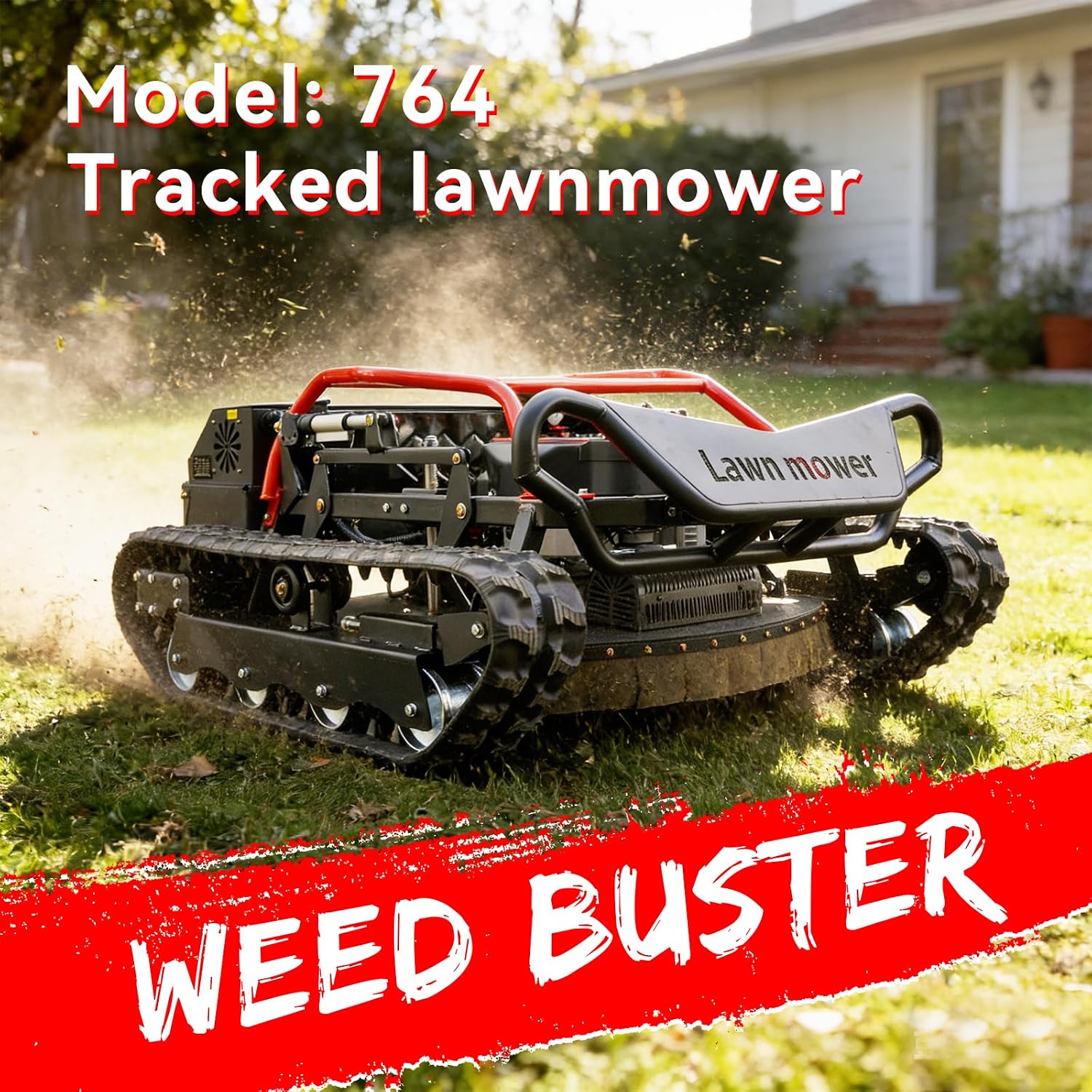 Remote-Controlled Robotic Lawnmower, Featuring a 27hp High-Power Twin-Cylinder Engine and a 48v Brushless Motor. All-Terrain Off-Road Lawnmower with a Mowing Width of up to 35.43 Inches