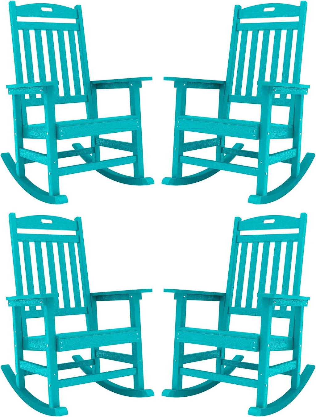 YEFU Outdoor Rocking Chairs Set of 4: Porch Rocking Chairs-Outdoor Patio Rockings Chair-Oversized Rocker Chair-All Weather Poly Rocker Lawn Chair for Adult-Seat Area 22'x21'-Backrest Height 31'-Aruba